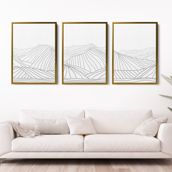 Minimalist Gray Mountain Illustration - Set of 3