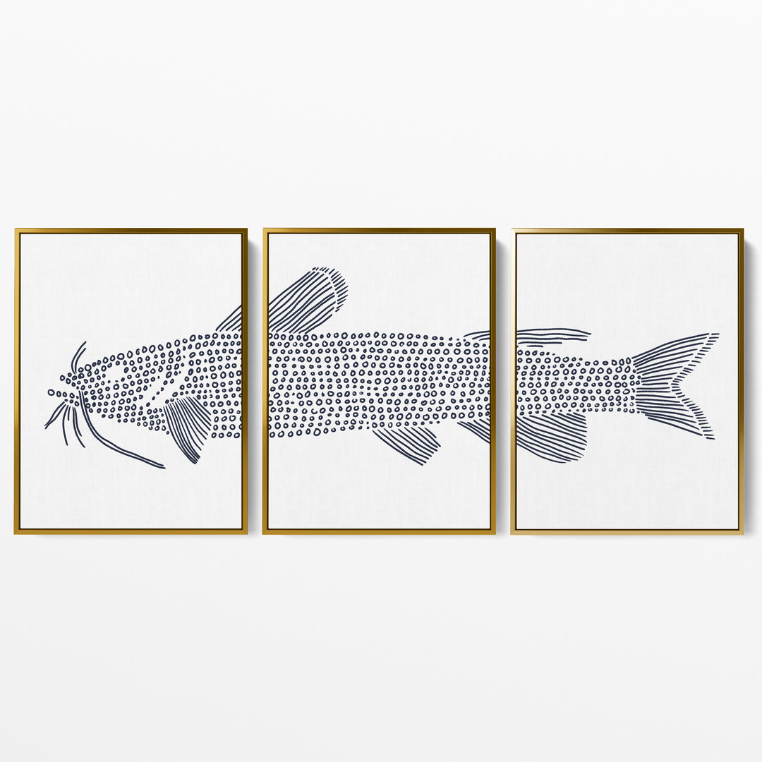 Catfish in Circles Triptych - Set of 3