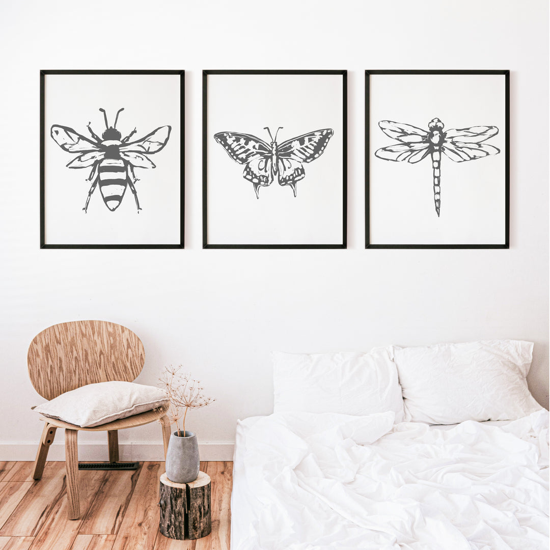 Bee, Dragonfly and Butterfly - Set of 3