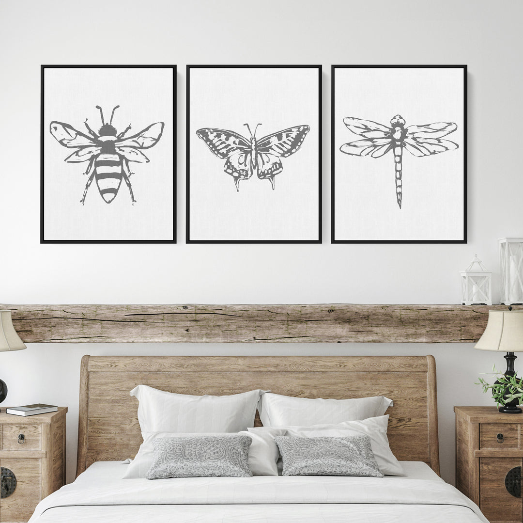 Bee, Dragonfly and Butterfly - Set of 3