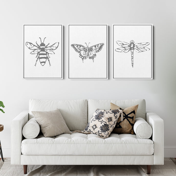 Bee, Dragonfly and Butterfly - Set of 3