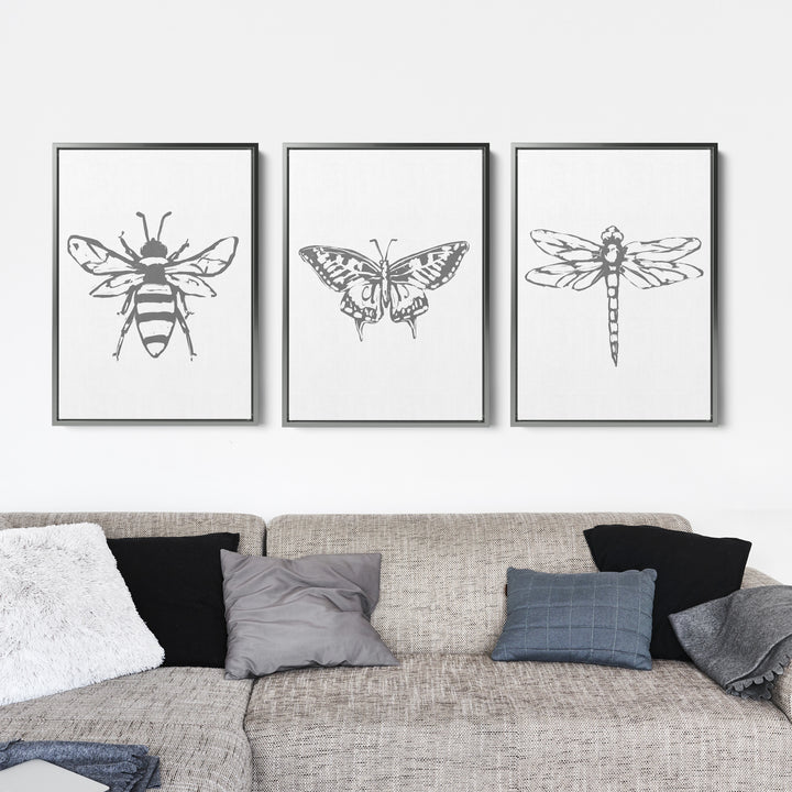 Bee, Dragonfly and Butterfly - Set of 3