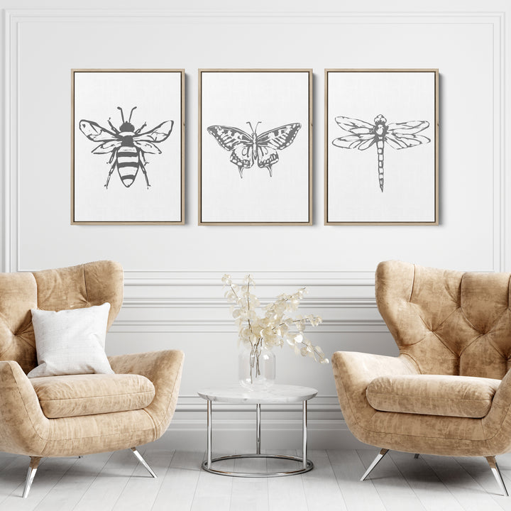 Bee, Dragonfly and Butterfly - Set of 3