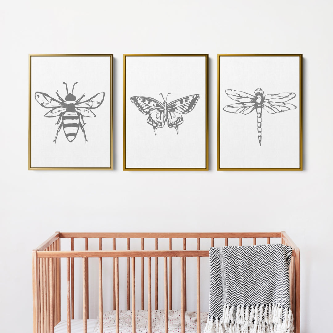 Bee, Dragonfly and Butterfly - Set of 3