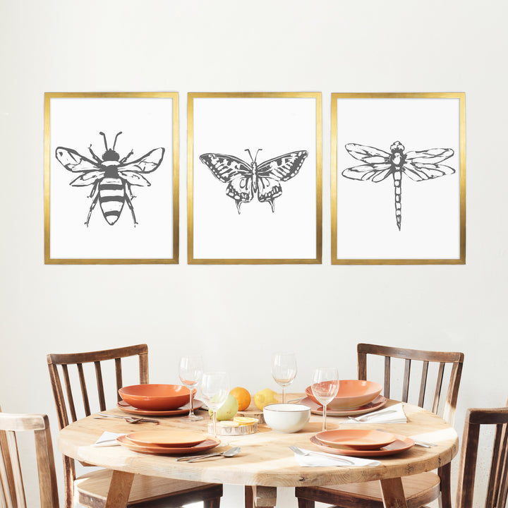 Bee, Dragonfly and Butterfly - Set of 3