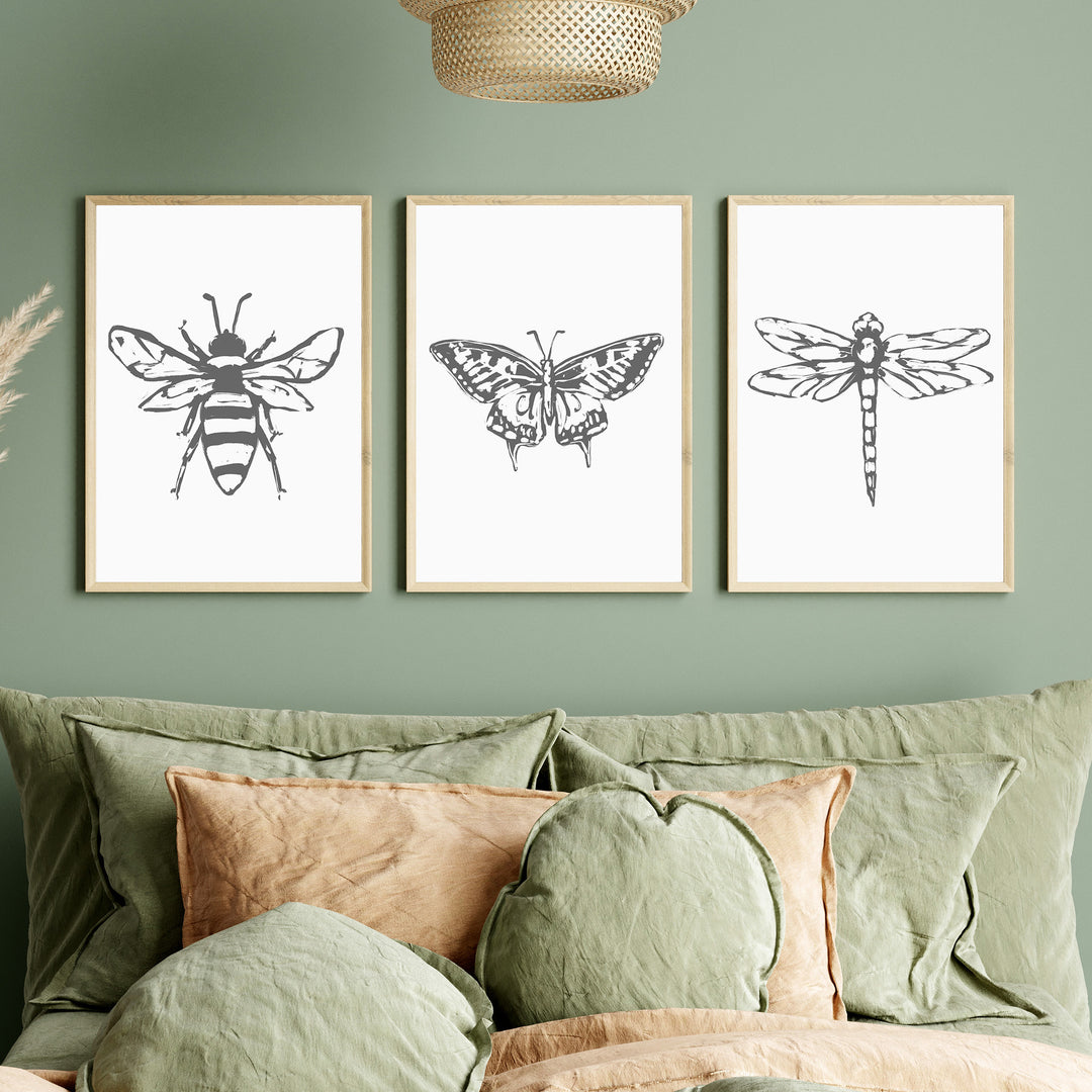 Bee, Dragonfly and Butterfly - Set of 3