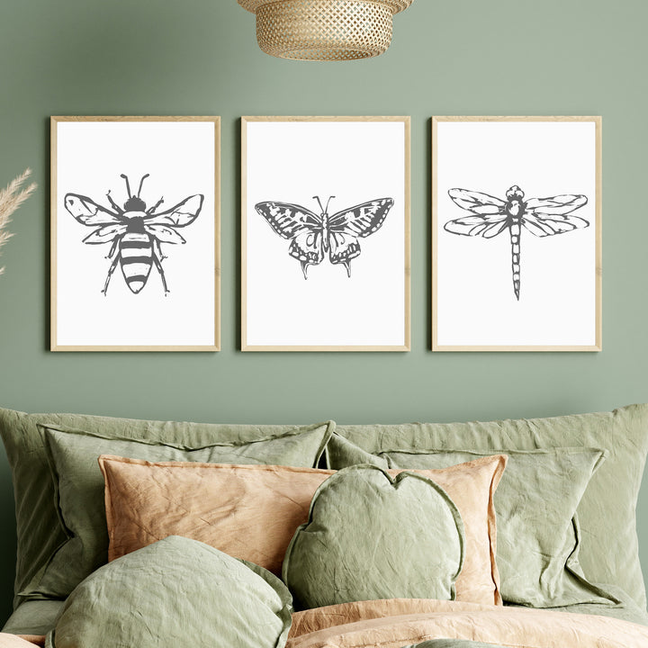 Bee, Dragonfly and Butterfly - Set of 3