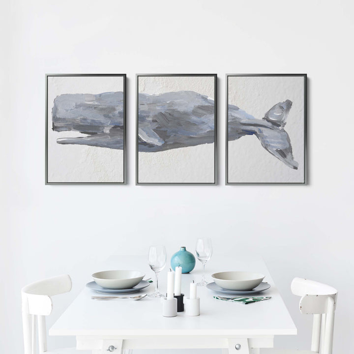 Sperm Whale Painted Triptych - Set of 3