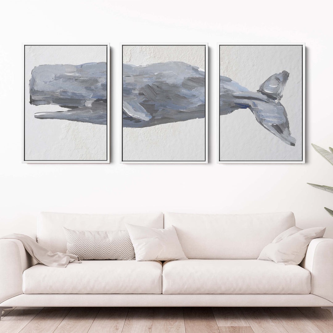 Sperm Whale Painted Triptych - Set of 3