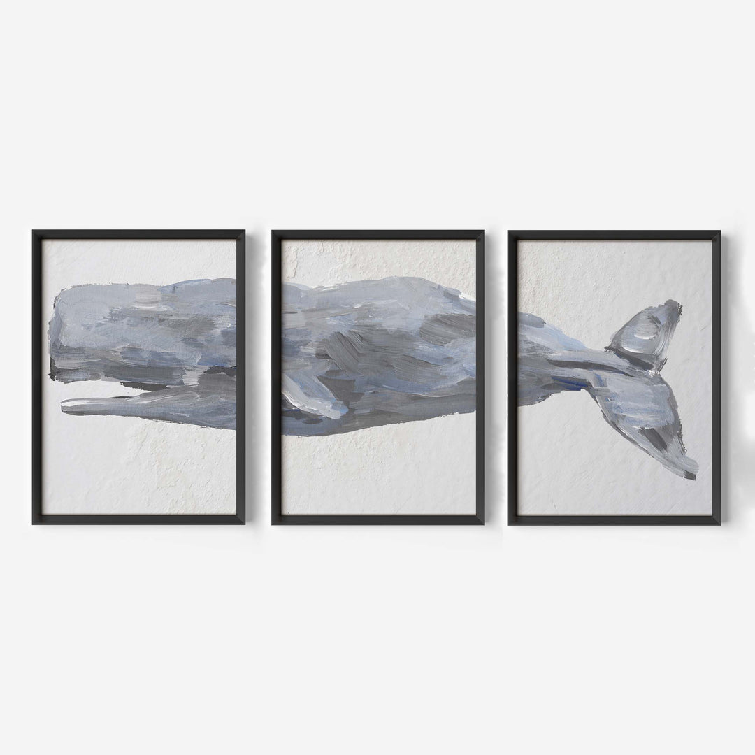 Sperm Whale Painted Triptych - Set of 3