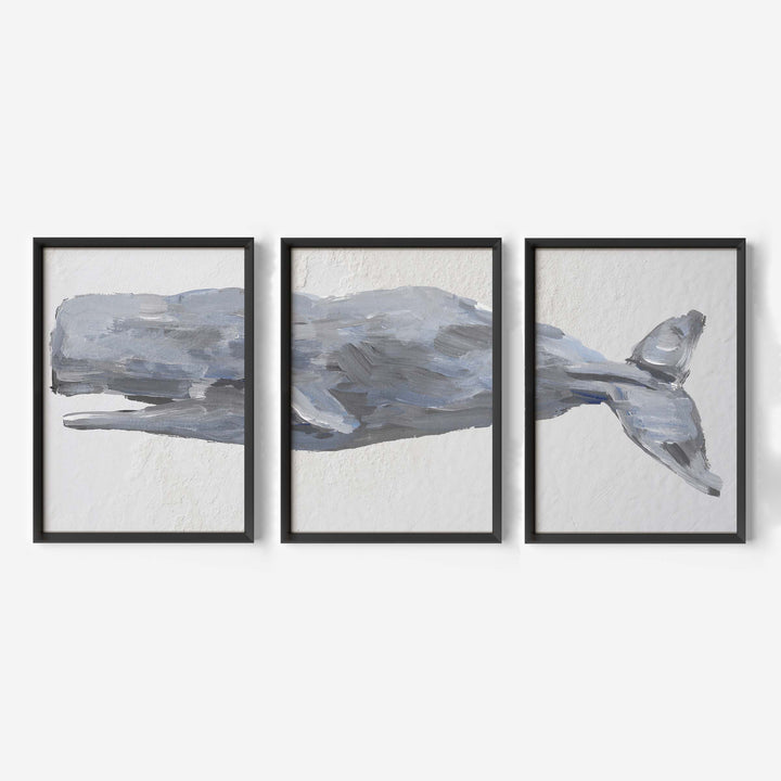 Sperm Whale Painted Triptych - Set of 3