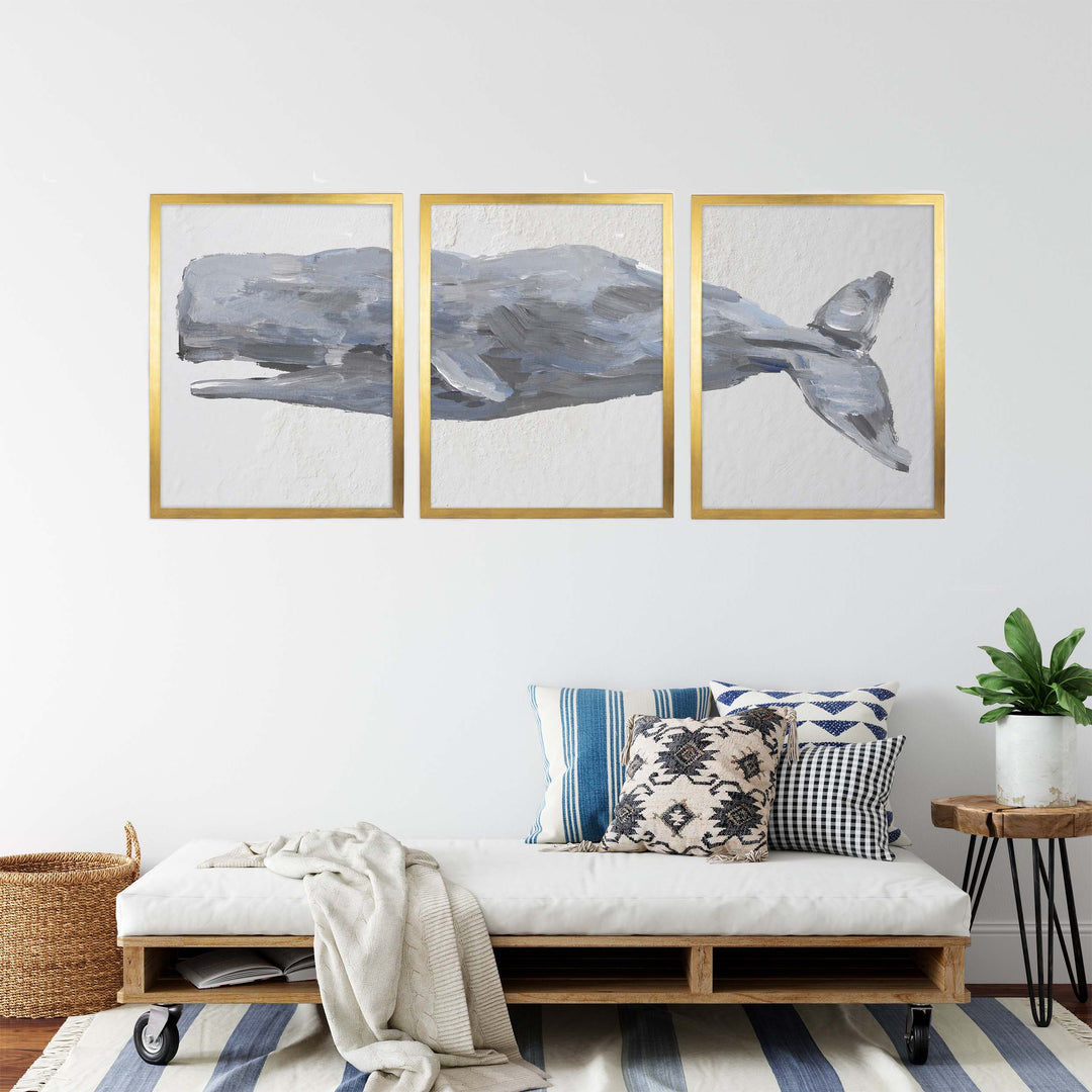 Sperm Whale Painted Triptych - Set of 3