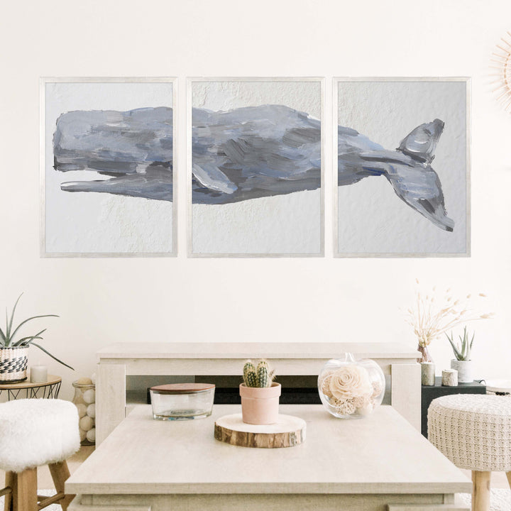 Sperm Whale Painted Triptych - Set of 3