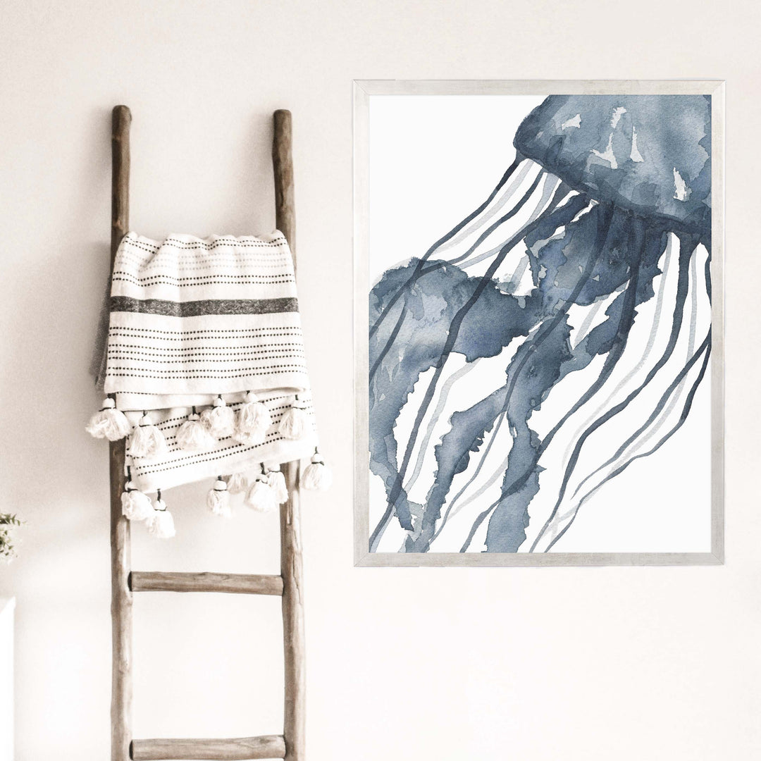 Blue Watercolor Jellyfish No. 1