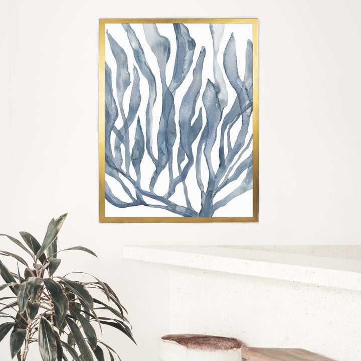 Blue Watercolor Seaweed Painting No. 1