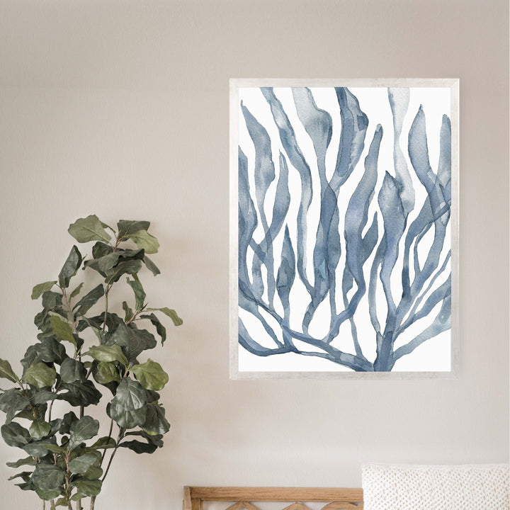 Blue Watercolor Seaweed Painting No. 1