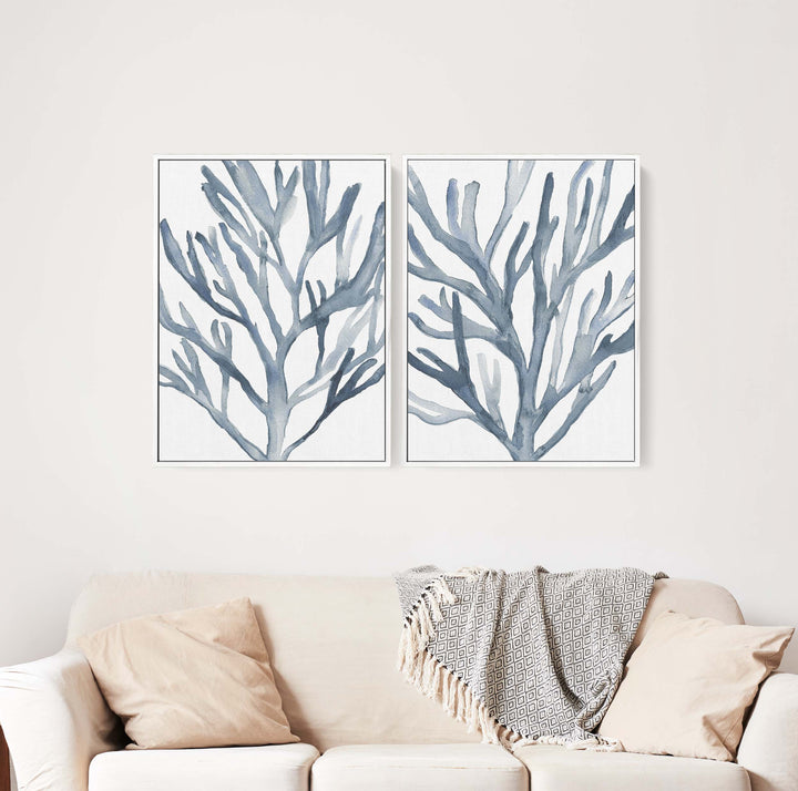 Blue Seaweed Diptych, No. 1 - Set of 2