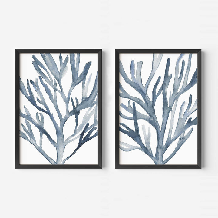 Blue Seaweed Diptych, No. 1 - Set of 2