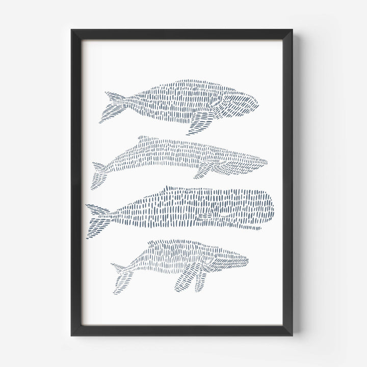 Nautical Whale Group Illustration