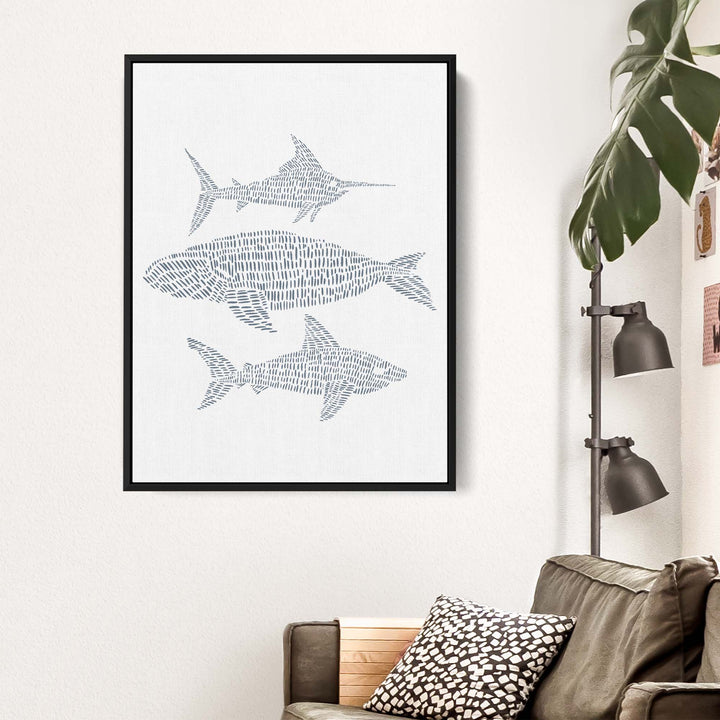 Swordfish, Right Whale & Great White Shark Illustration