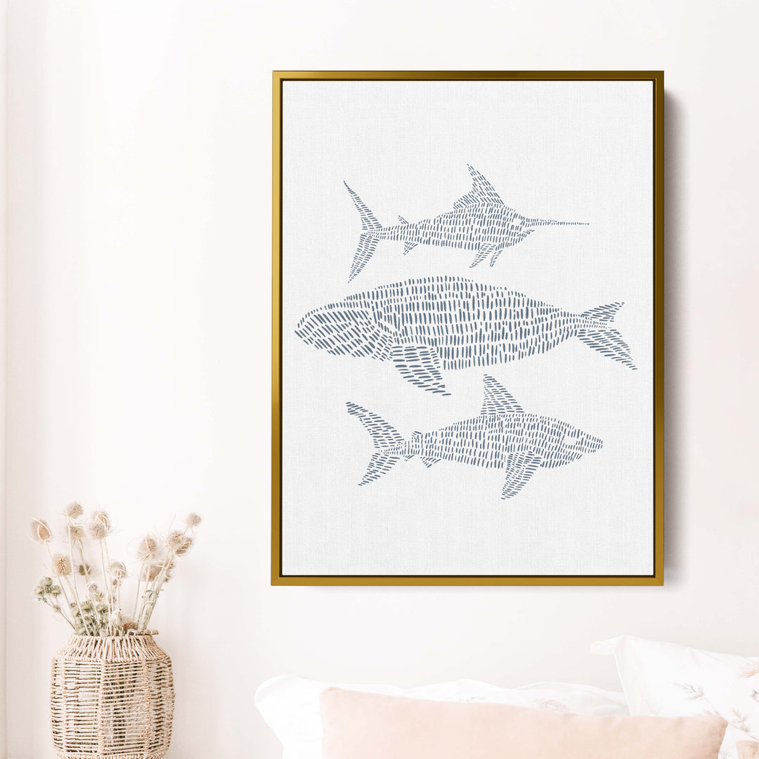 Swordfish, Right Whale & Great White Shark Illustration