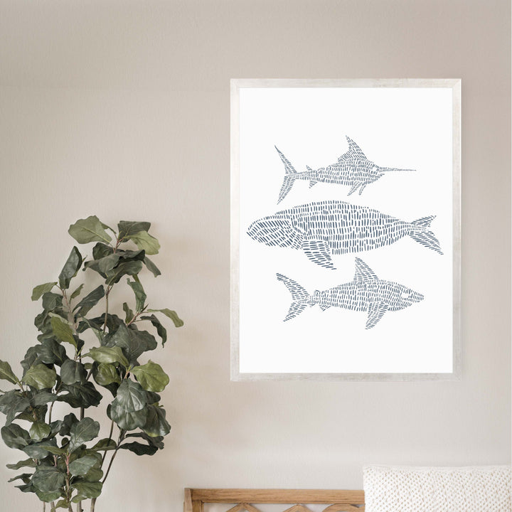 Swordfish, Right Whale & Great White Shark Illustration