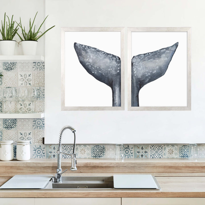 Whale Tail Painting, No. 2 - Set of 2