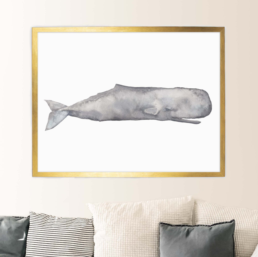 Watercolor Sperm Whale Painting