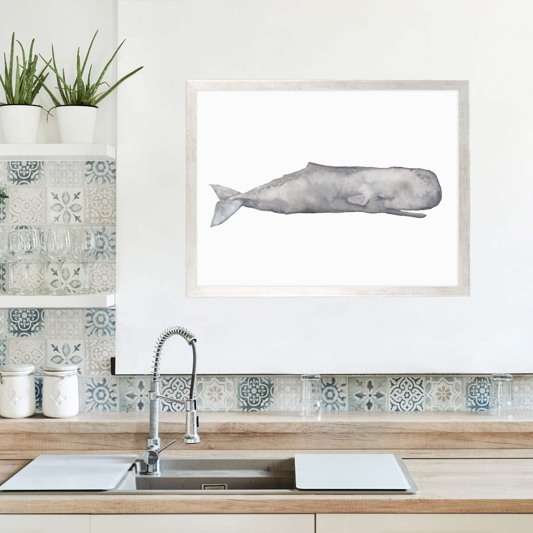 Watercolor Sperm Whale Painting