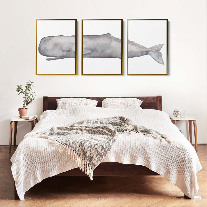 Sperm Whale Watercolor - Set of 3