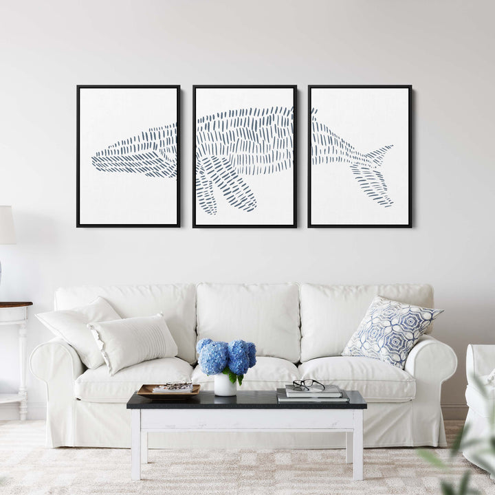 Humpback Whale Modern Illustration - Set of 3