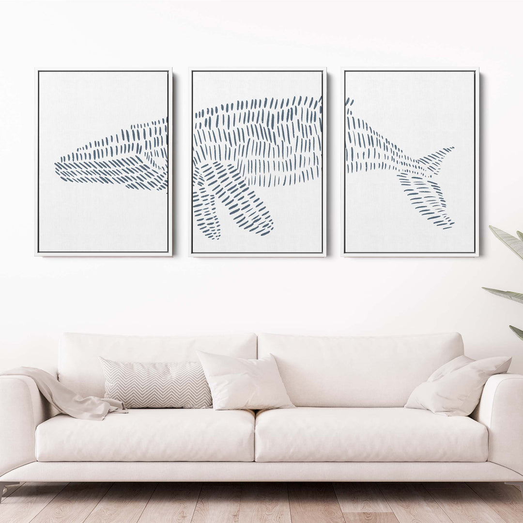 Humpback Whale Modern Illustration - Set of 3