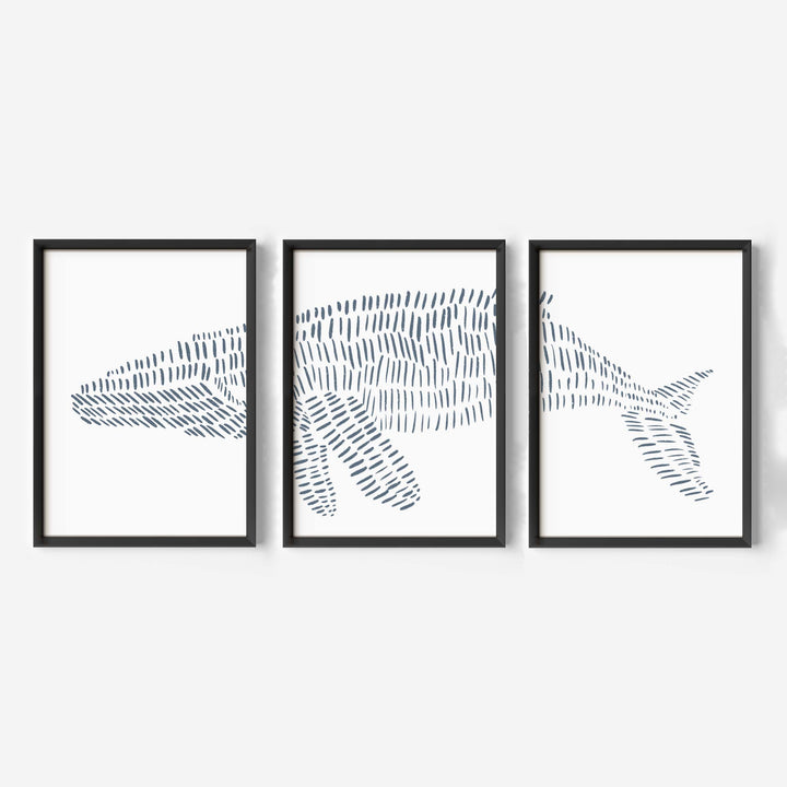 Humpback Whale Modern Illustration - Set of 3