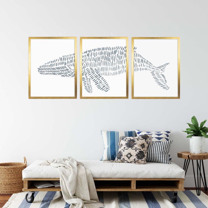 Humpback Whale Modern Illustration - Set of 3