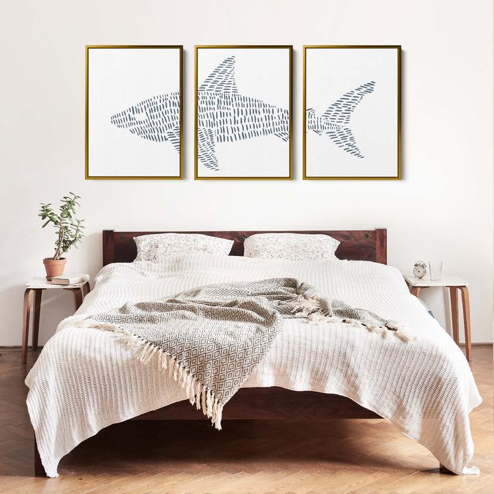 Great White Shark Modern Illustration - Set of 3