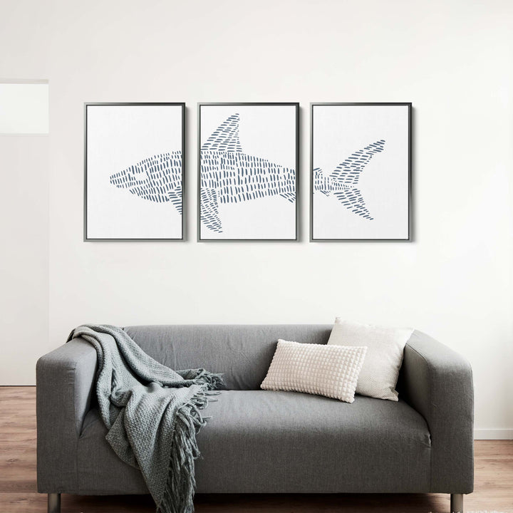 Great White Shark Modern Illustration - Set of 3