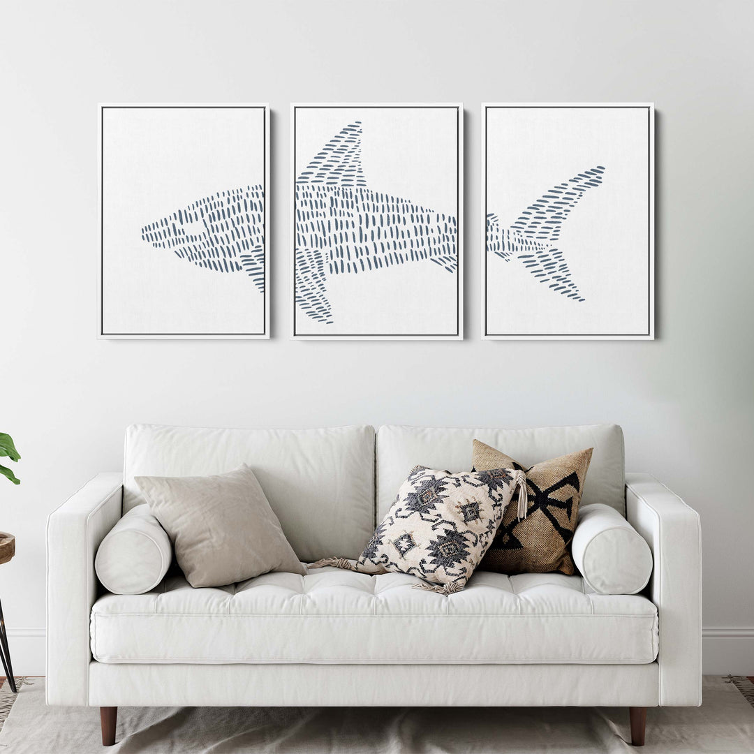 Great White Shark Modern Illustration - Set of 3