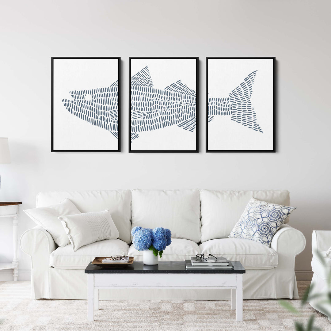 Striped Bass Fish Modern Illustration - Set of 3