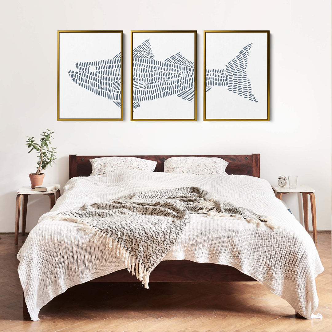 Striped Bass Fish Modern Illustration - Set of 3