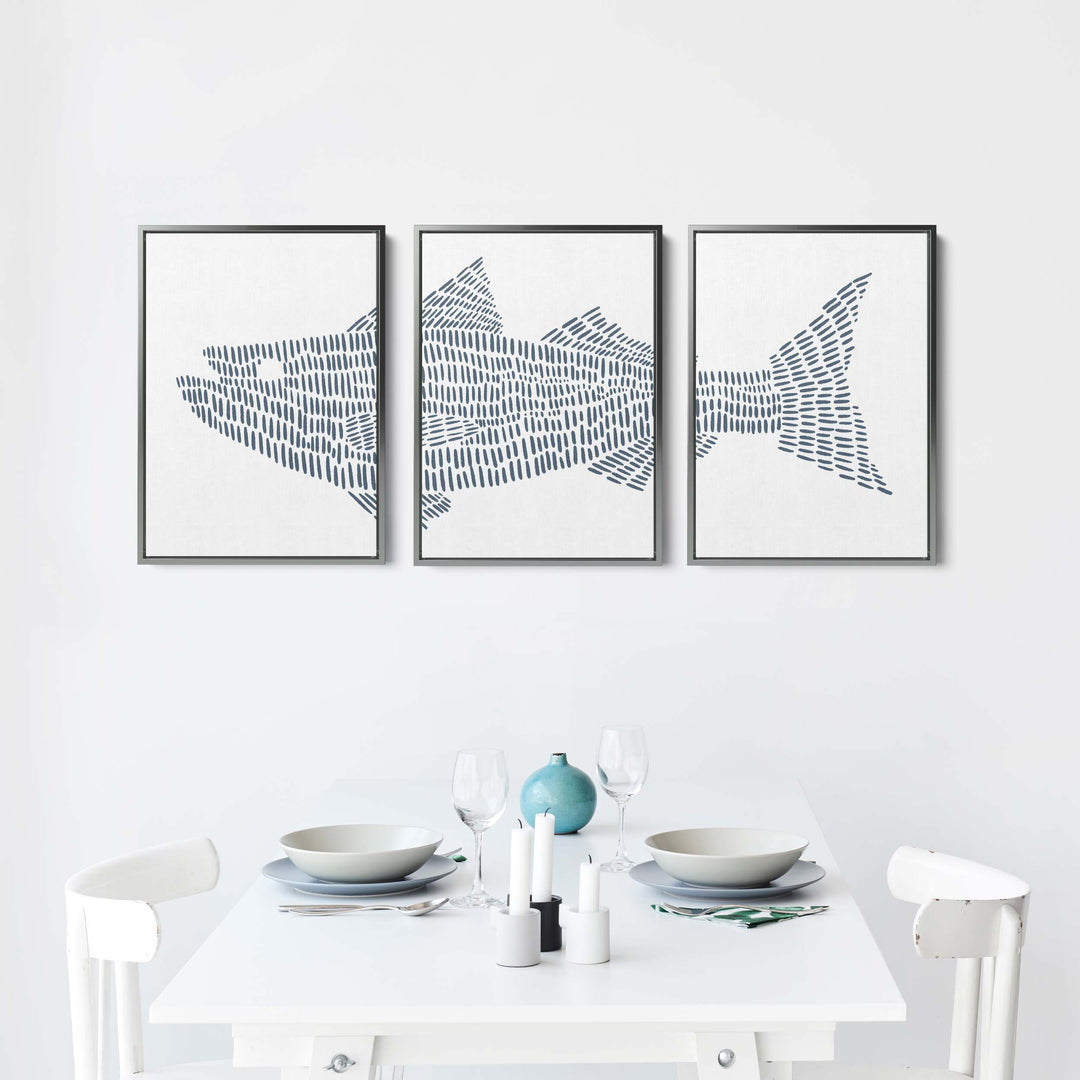 Striped Bass Fish Modern Illustration - Set of 3