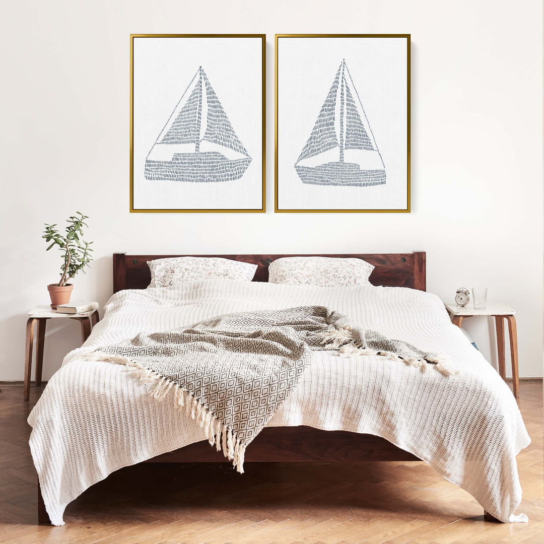 Minimalist Sailboat Diptych - Set of 2