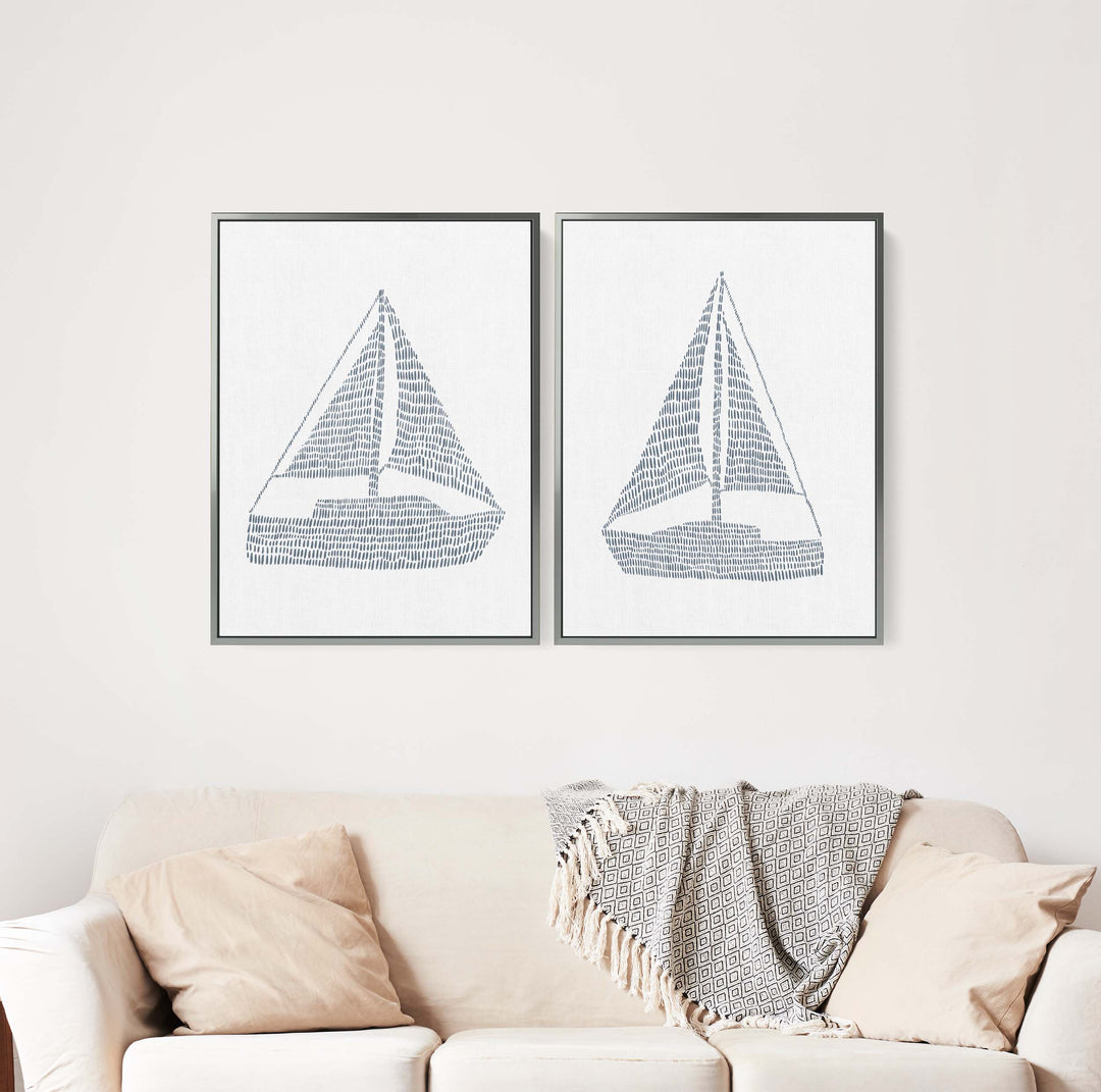 Minimalist Sailboat Diptych - Set of 2