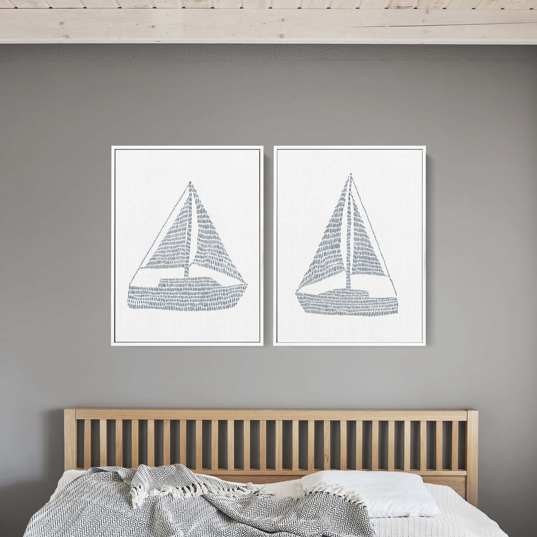 Minimalist Sailboat Diptych - Set of 2