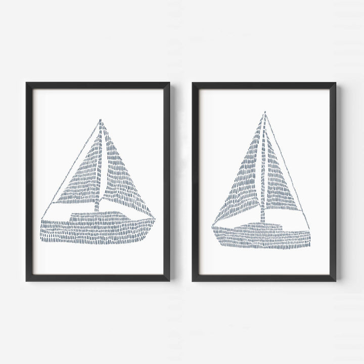 Minimalist Sailboat Diptych - Set of 2