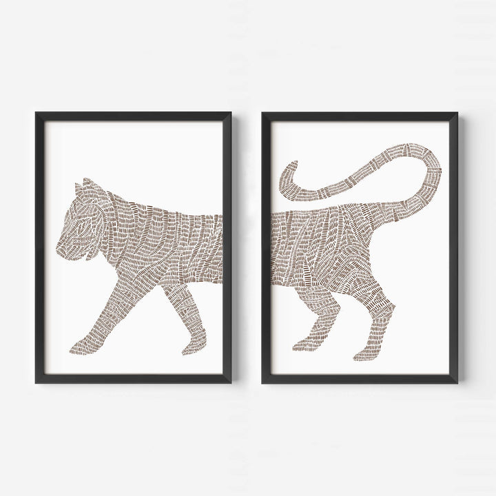 Modern Tiger Illustration - Set of 2