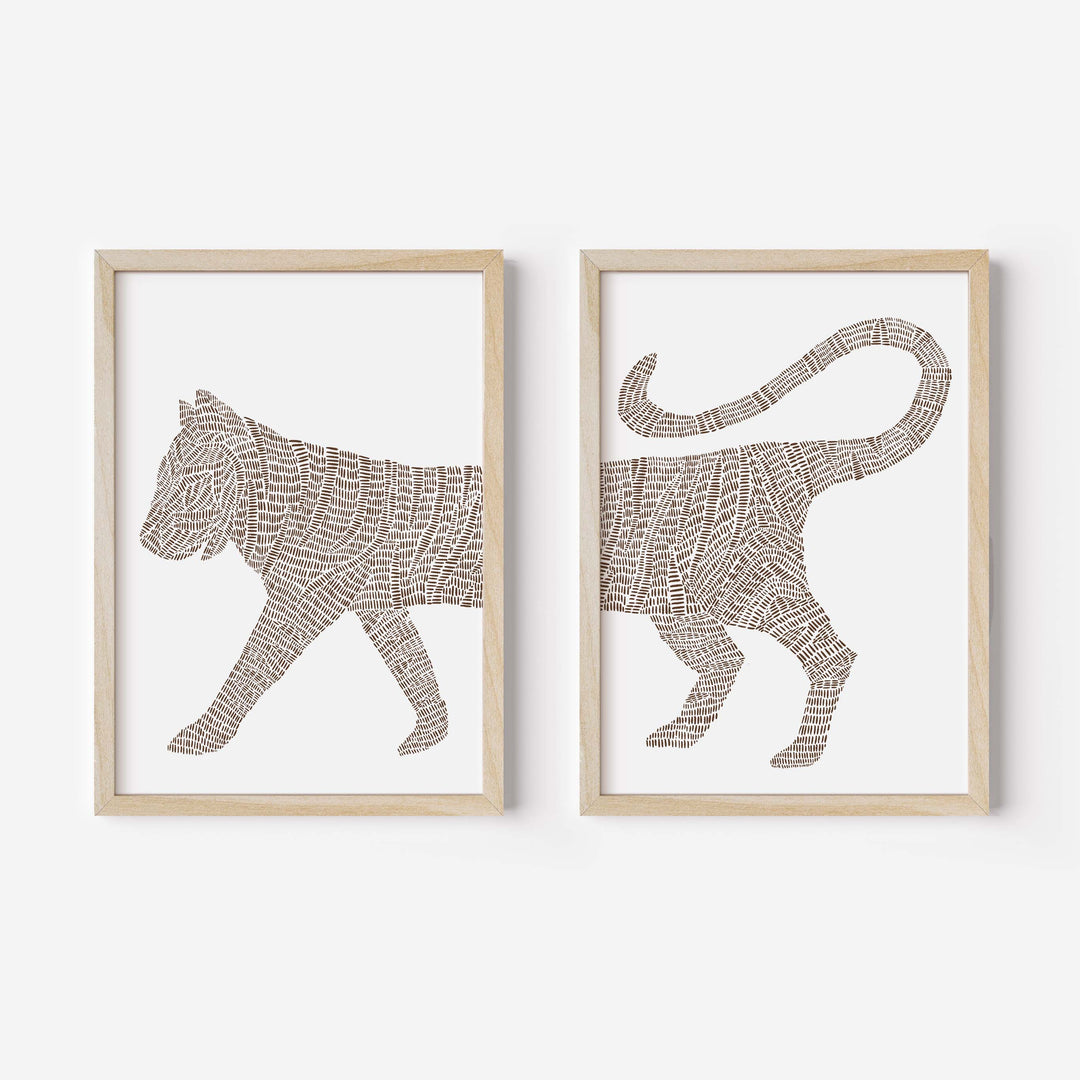 Modern Tiger Illustration - Set of 2