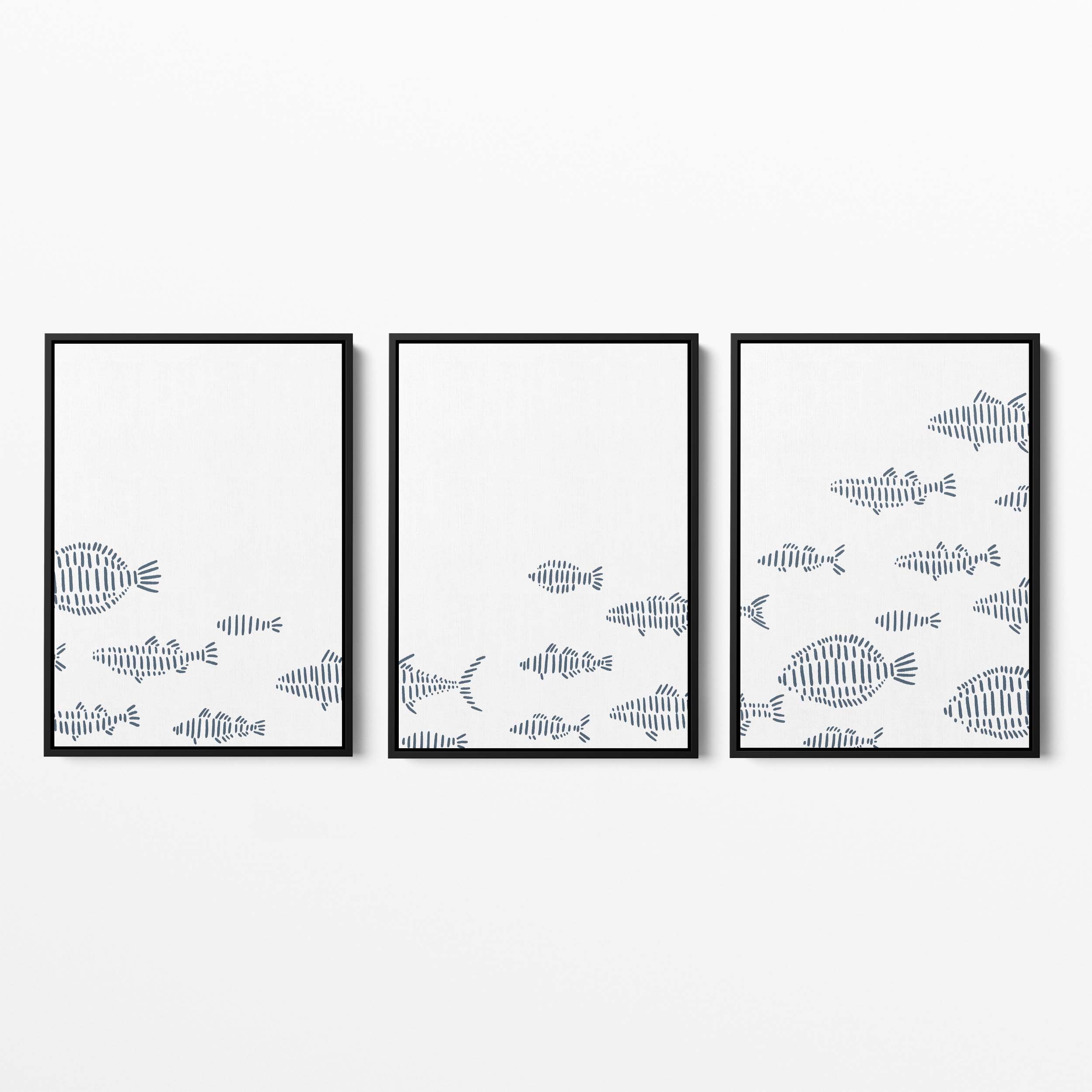 School of Fish Illustration - Set of 3 | Nautical Triptych Wall Art ...