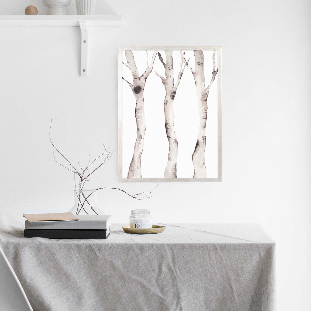 Watercolor Aspen Birch Tree