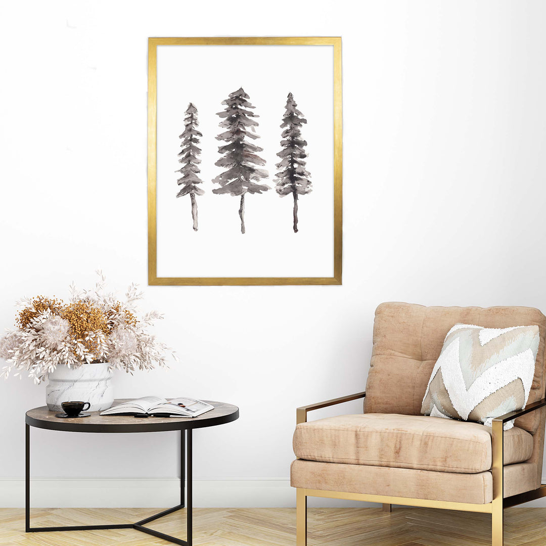 Nordic Pine Tree Ink Painting