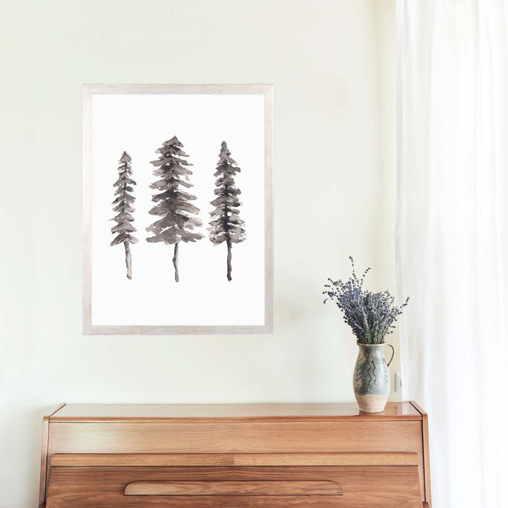 Nordic Pine Tree Ink Painting